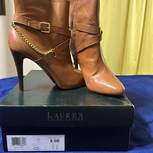 Ralph Lauren Laurie Polo Tan (Deep Saddle Tan) Kidskin (Leather) 8.5 Shoe Boots